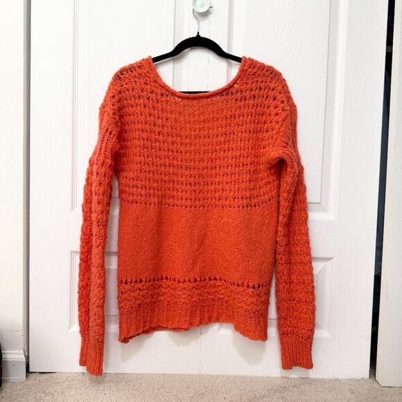 Women Free People Crashing Waves Knit Sweater Pullover Red Orange Extra Small - Picture 3 of 9